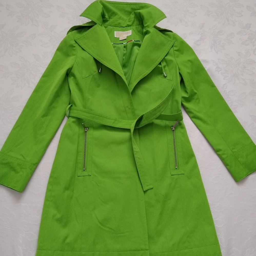 Michael Kors belted trench removable hood